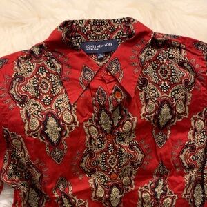 Jones New York Men's Red and Black Paisley Shirt